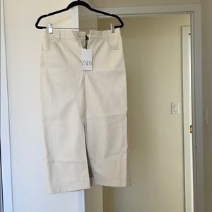 Faux leather white midi skirt